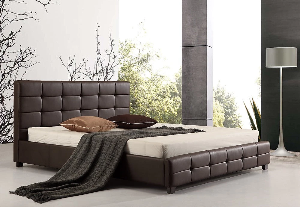Palermo King Brown PU Leather Deluxe Bed Frame Furniture