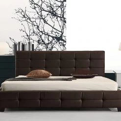 Palermo King Brown PU Leather Deluxe Bed Frame Furniture