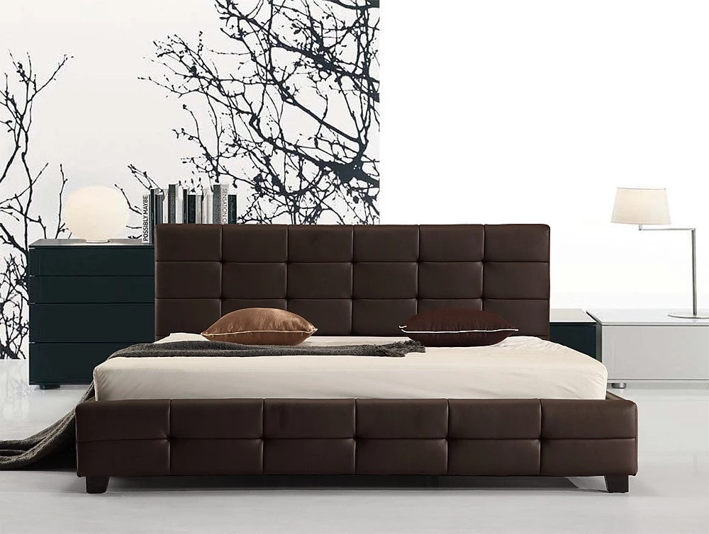 Palermo King Brown PU Leather Deluxe Bed Frame Furniture