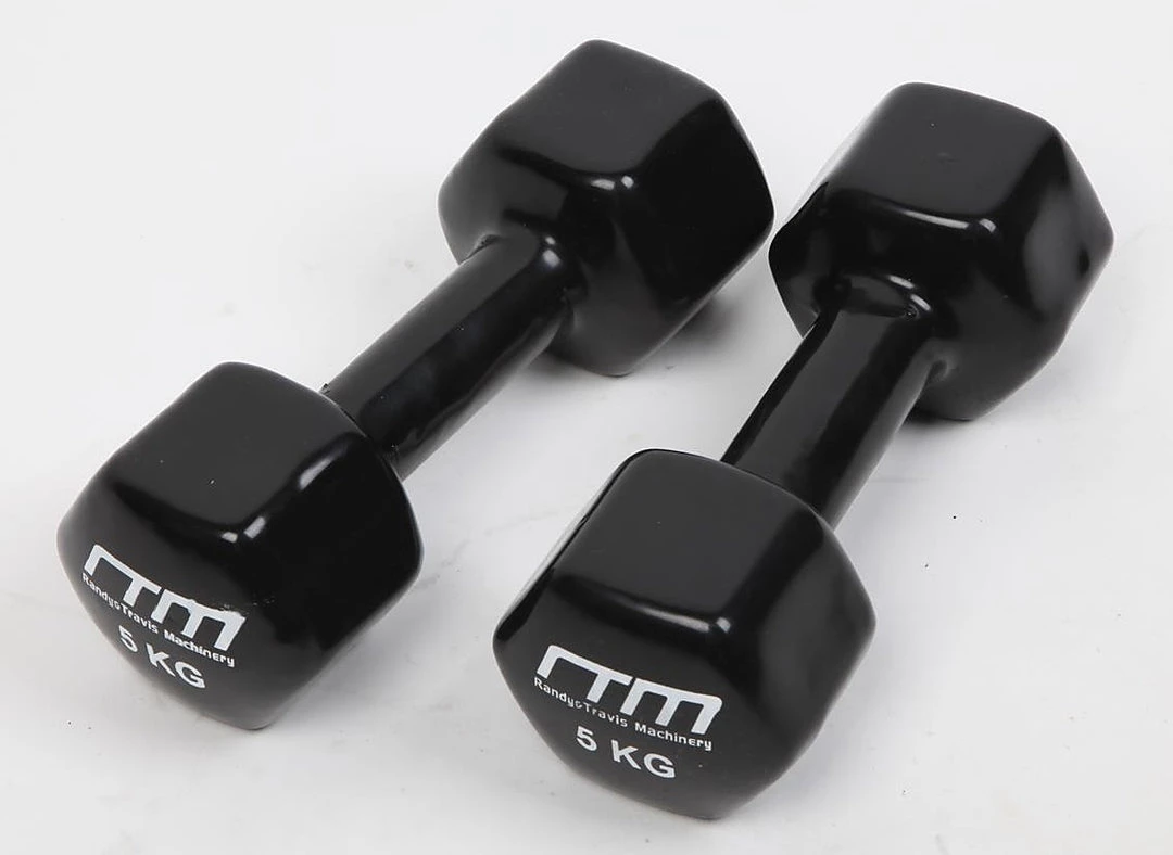 Randy & Travis Machinery 5kg Dumbbells Pair PVC Hand Weights PVC Coated
