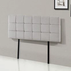 Palermo Furniture Beige Linen Fabric Double Deluxe Tufted Headboard Bedhead