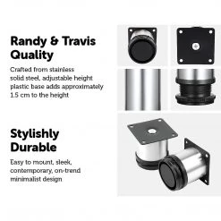 Randy & Travis Machinery 4 X 8cm Adjustable Round Cupboard Table Sofa Bed Feet Furniture Leg