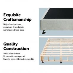 Furniture Palermo King Single Ensemble Bed Base Platinum Light Grey Linen Fabric