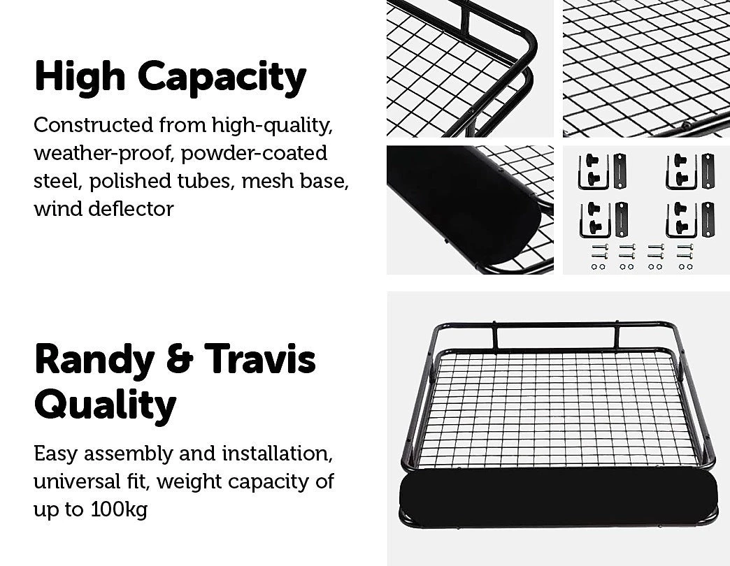 Bariloche Outdoor & Leisure Universal Roof Rack Basket - Car Luggage Carrier Steel Cage Vehicle Cargo