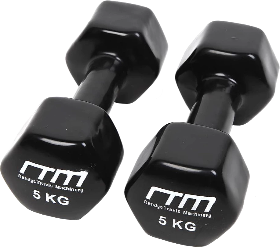 Randy & Travis Machinery 5kg Dumbbells Pair PVC Hand Weights PVC Coated