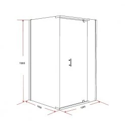 Della Francesca 1200 X 1000 X 1900mm Framed Safety Glass Pivot Door Shower Screen In CHROME