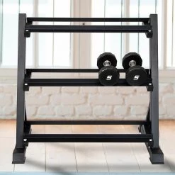 Randy & Travis Machinery Sports & Fitness Dumbbell Rack Storage Stand Hex Weight Heavy Duty 3 Tier Wide Home Gym Fitness