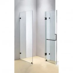 120 X 100cm Frameless 10mm Glass Shower Screen By Della Francesca BLACK Hinges/Brackets And SQUARE Handle DIY & Renovation