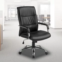 Palermo PU Leather Office Chair Executive Padded Black Furniture