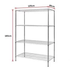 Palermo Furniture Modular Chrome Wire Storage Shelf 180 X 120 X 60cm Steel Shelving