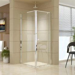 Della Francesca Front: (74~82) X 195cm Adjustable Semi Frameless Shower Screen In Chrome Side: (89~92) X 195cm DIY & Renovation