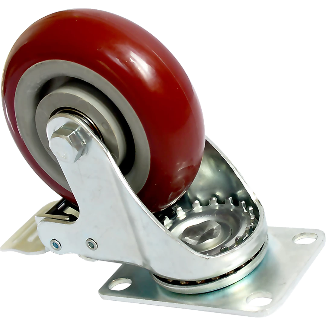Randy & Travis Machinery 4 X 4" Heavy Duty PU Swivel Castor Wheels With Brake