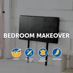 Palermo Furniture Single Black PU Leather Bed Headboard Bedhead