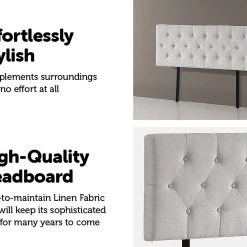 Palermo Double Linen Fabric Deluxe Headboard Bedhead In Beige Furniture
