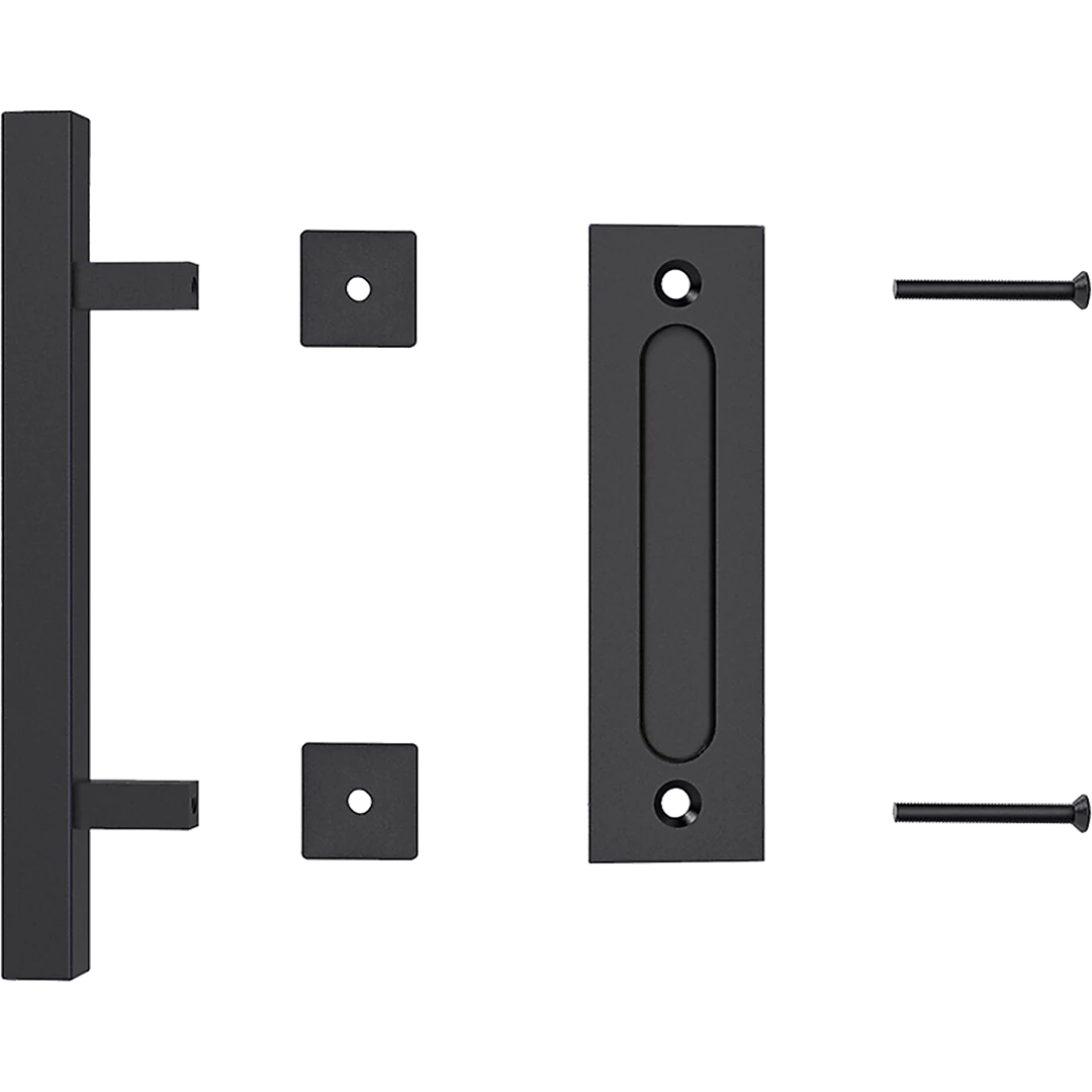 Randy & Travis Machinery 12" Square Pull And Flush Door Handle Set Black Barn Door Hardware DIY & Renovation