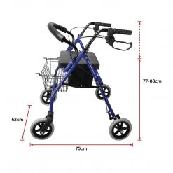 Randy & Travis Machinery Home & Lifestyle Rollator Walker Walking Frame With Wheels Zimmer Mobility Aids Seat Blue