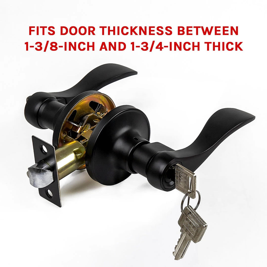 Randy & Travis Machinery Door Handle Set Lever Key Lock Function Black DIY & Renovation