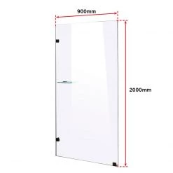 Della Francesca 90 X 200cm Frameless 10mm Safety Glass Shower Screen BLACK