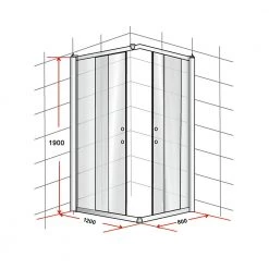 Della Francesca 1200 X 800mm Sliding Door Nano Safety Glass Shower Screen In Black