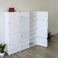 Randy & Travis Machinery Furniture White Cube DIY Shoe Cabinet Rack Storage Portable Stackable Organiser Stand