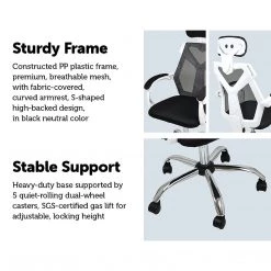 Randy & Travis Machinery Office Chair Gaming Computer Chairs Mesh Back Foam Seat - White Furniture