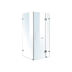 90 X 80cm Frameless 10mm Glass Shower Screen By Della Francesca CHROME Hinges/Brackets And SQUARE Handle