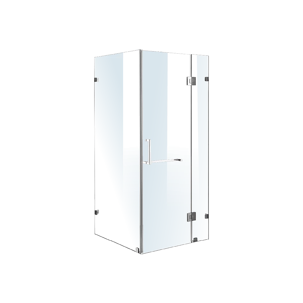 90 X 70cm Frameless 10mm Glass Shower Screen By Della Francesca CHROME Hinges/Brackets And SQUARE Handle DIY & Renovation