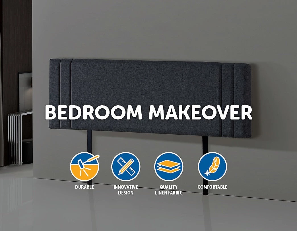 Palermo Furniture Grey Linen Fabric King Deluxe Headboard Bedhead