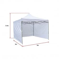 Randy & Travis Machinery 3x3m Popup Gazebo Party Tent Marquee White Outdoor & Leisure
