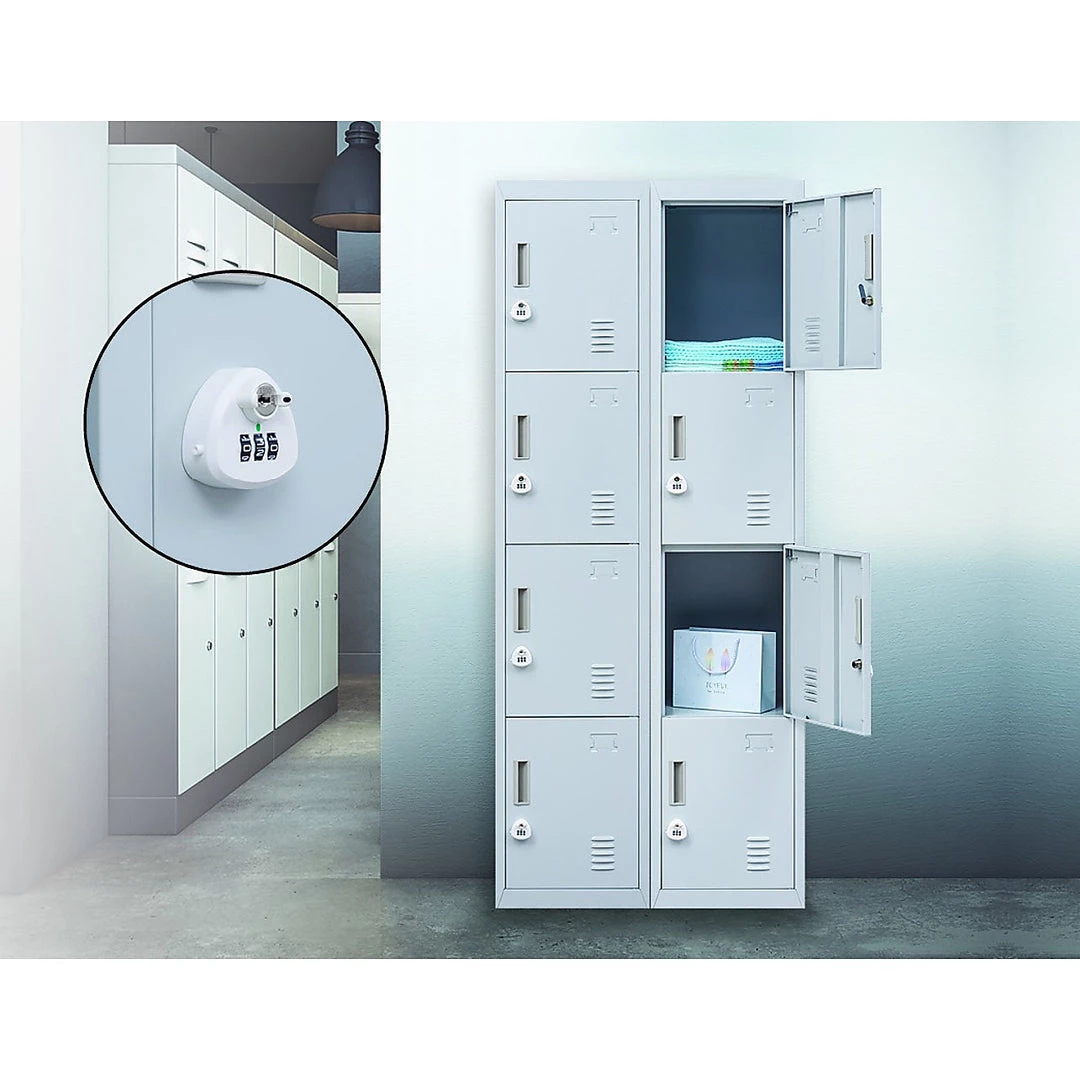 Salvatore Angelotti Grey 4-Door Locker For Office Gym Shed School Home Storage - 3-Digit Combination Lock