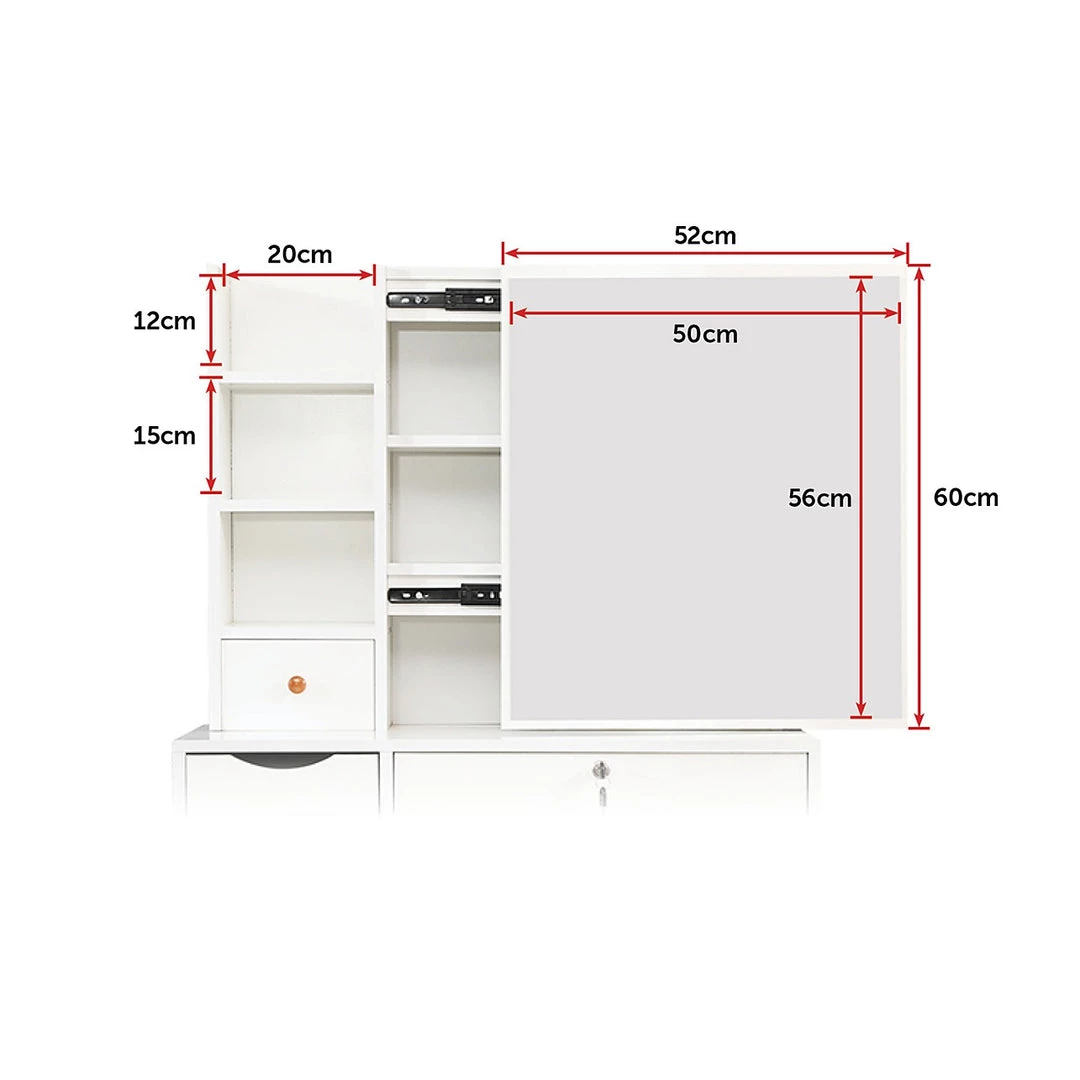 Palermo Dressing Table Makeup Table Stool Mirror Makeup Jewellery Organiser Cabinet Desk