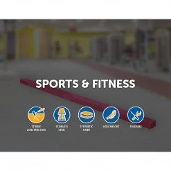 Randy & Travis Machinery 2.45m (8FT) Pink Gymnastics Folding Balance Beam In Synthetic Suede