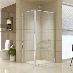 Della Francesca Front: (98~106) X 195cm Adjustable Semi Frameless Shower Screen In Chrome Side: (77~80) X 195cm DIY & Renovation