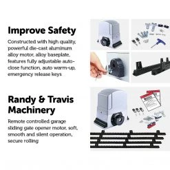 Randy & Travis Machinery DIY & Renovation 1200KG Auto Slide Sliding Gate Opener Automatic W 4m Rail