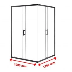 Della Francesca 1000 X 1200mm Sliding Door Nano Safety Glass Shower Screen In Black