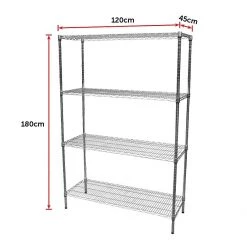 Palermo Modular Chrome Wire Storage Shelf 180 X 120 X 45cm Steel Shelving Furniture