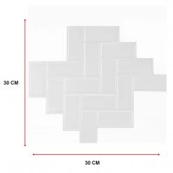Randy & Travis Machinery Tiles 3D Peel And Stick Wall Tile Herringbone White ({{Size}} X 10 Sheets)