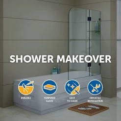 90 X 145cm Frameless Glass Bath Screen By Della Francesca Hardware: BLACK DIY & Renovation