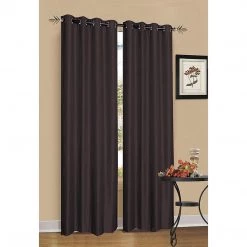 FactoryFast.com.au Furniture 2 X Chocolate Brown 100% Blockout Eyelet Curtains 240cm X 230cm (Drop)
