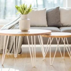 Della Francesca Set Of 4 White Industrial Retro 3-Rod Table Legs 12mm Steel Bench Desk - 71cm