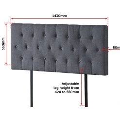 Palermo Double Linen Fabric Deluxe Headboard Bedhead In Grey Furniture