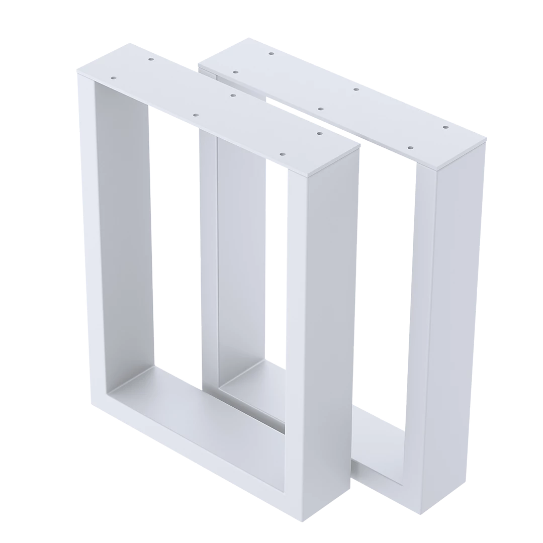 Della Francesca Trapezoid-Shaped Table Bench Desk Legs Retro Industrial Design Fully Welded - White Furniture