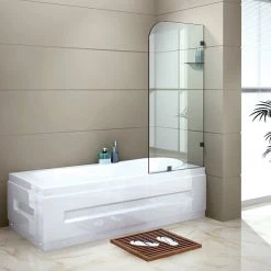 DIY & Renovation 70 X 145cm Frameless Glass Bath Screen By Della Francesca BLACK