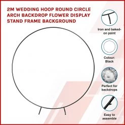 Randy & Travis Machinery 2M Wedding Hoop Round Circle Arch Backdrop Flower Display Stand Frame Background Black