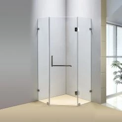 DIY & Renovation 1000 X 1000mm Frameless 10mm Glass Shower Screen By Della Francesca Chrome Hinges/Brackets And Square Handle