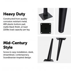 Randy & Travis Machinery 4 X 20cm Metal Furniture Legs Mid Century Retro Scandinavian Danish Sofa Feet