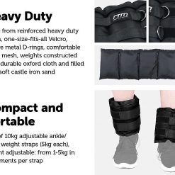 Randy & Travis Machinery 10kg Adjustable Ankle/Wrist Weight Straps Sports & Fitness