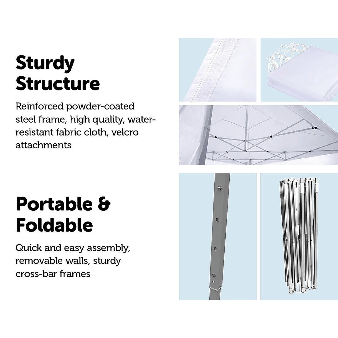 Randy & Travis Machinery Outdoor & Leisure 3x6m Popup Gazebo Party Tent Marquee White