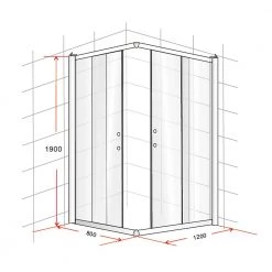 Della Francesca DIY & Renovation 800 X 1200mm Sliding Door Nano Safety Glass Shower Screen In Black
