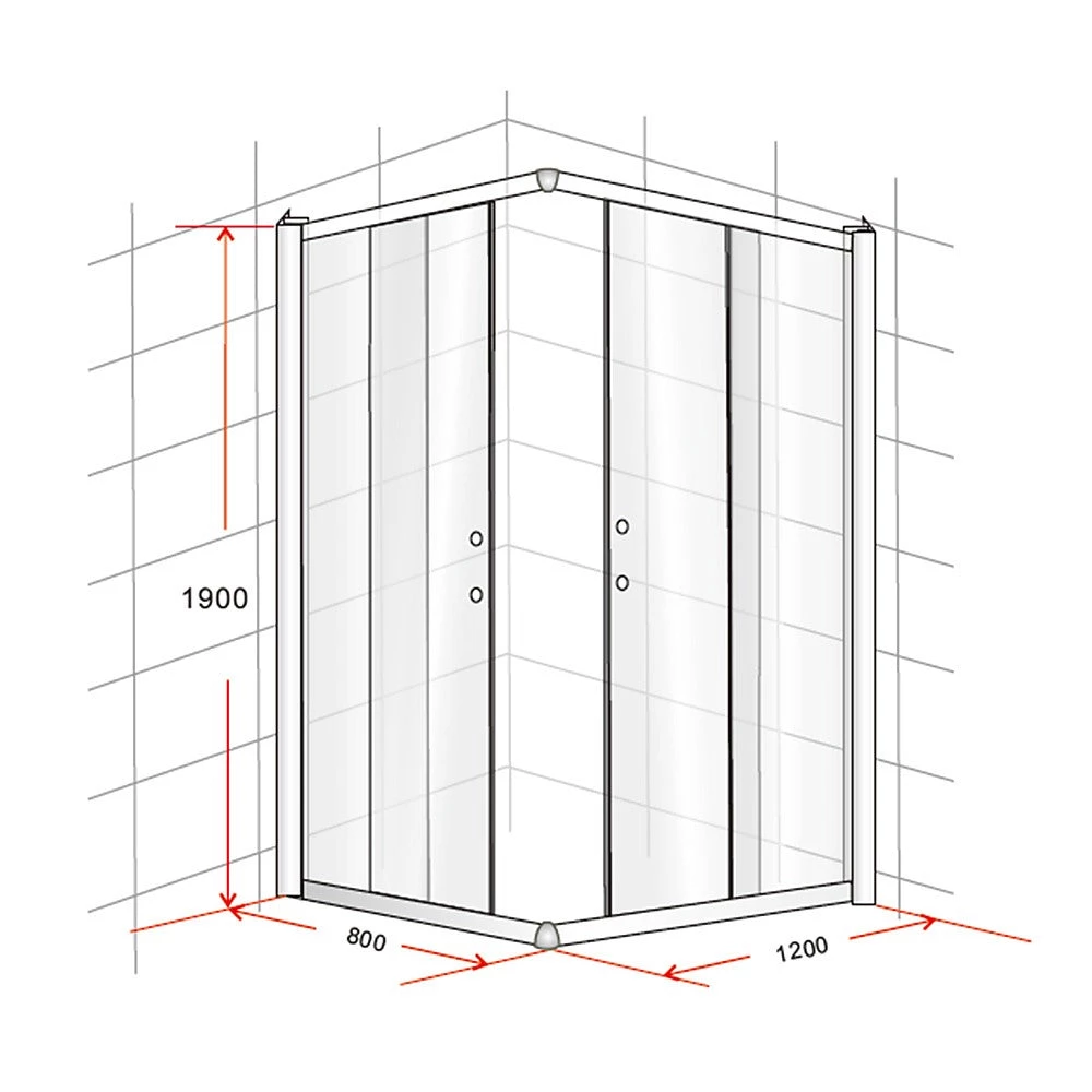 Della Francesca DIY & Renovation 800 X 1200mm Sliding Door Nano Safety Glass Shower Screen In Black